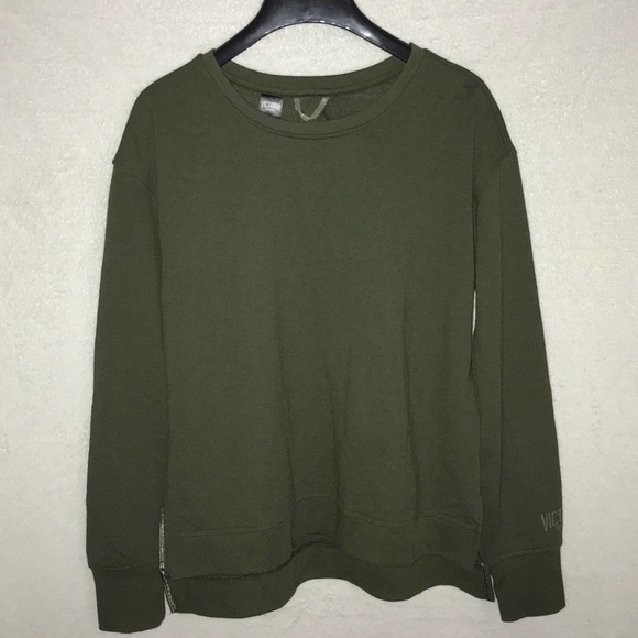 Victoria’s Secret Sport pullover sweatshirt olive green sexy open back XS loose - Picture 6 of 7
